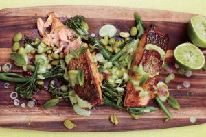 Jamie Oliver - Sticky Salmon with Super Greens & Green Goddess Dressing