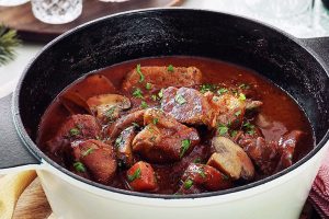 Pork Shoulder & Mushrooms Red Wine Stew