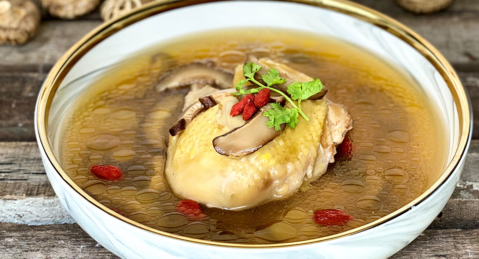 Chicken Soup with Ginger and Shiitake Mushrooms