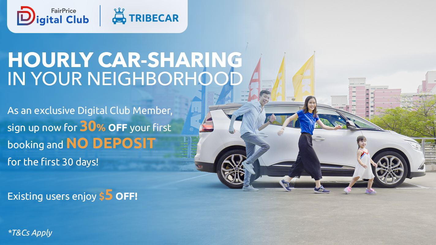 Tribecar Pte. Ltd. partnership with FairPrice Digital Club - Up to 30% OFF car rental