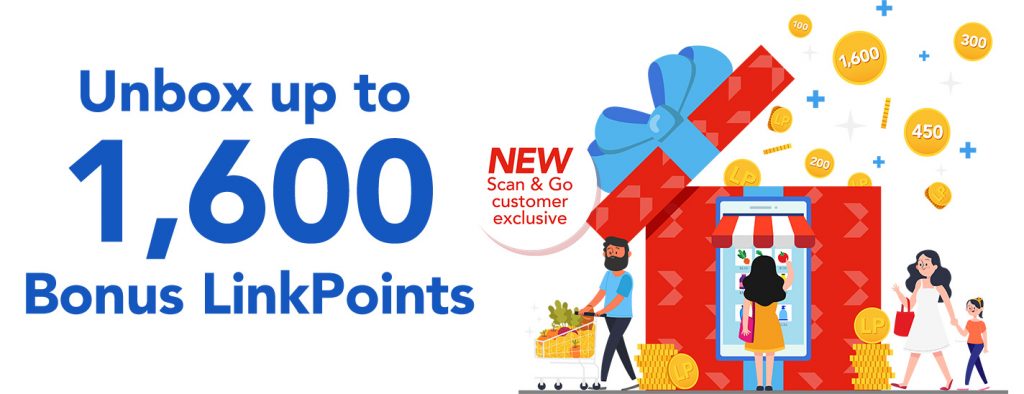Unbox up to 1,600 Bonus LinkPoints when you shop with Scan & Go