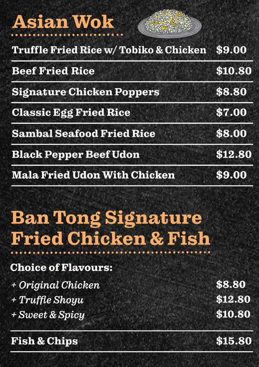 Ban Tong Seafood - Standard Menu