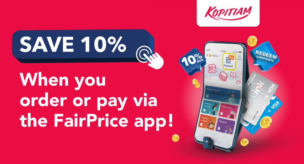 Save 10% when you order and pay via the FairPrice app at selected Kopitiam outlets