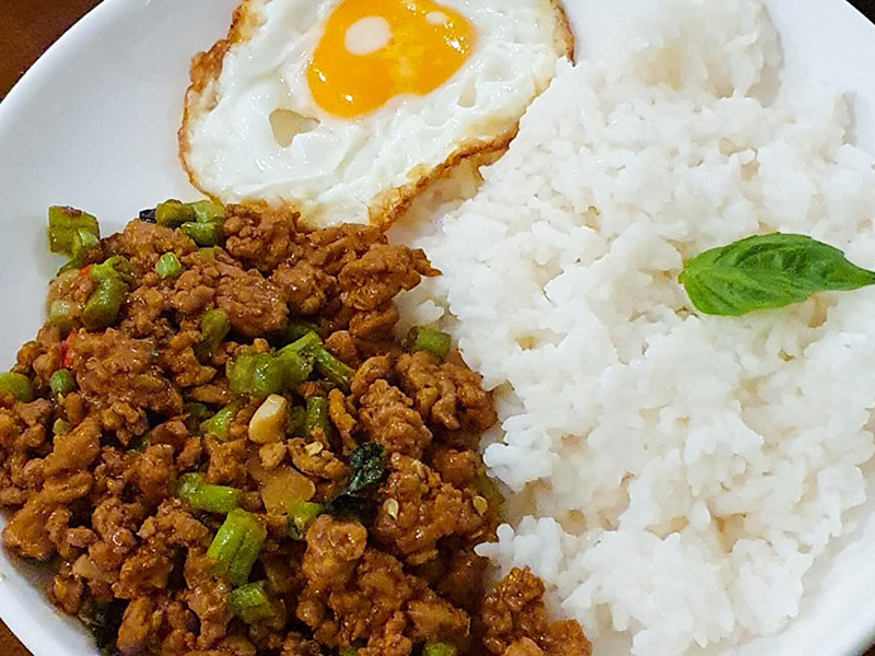 Stir-Fry Basil Pork with Rice & Egg recipe on FairPrice app