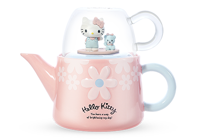 Hello Kitty Ceramic Tea Pot With Glass Cup - FairPrice Loyalty Programme