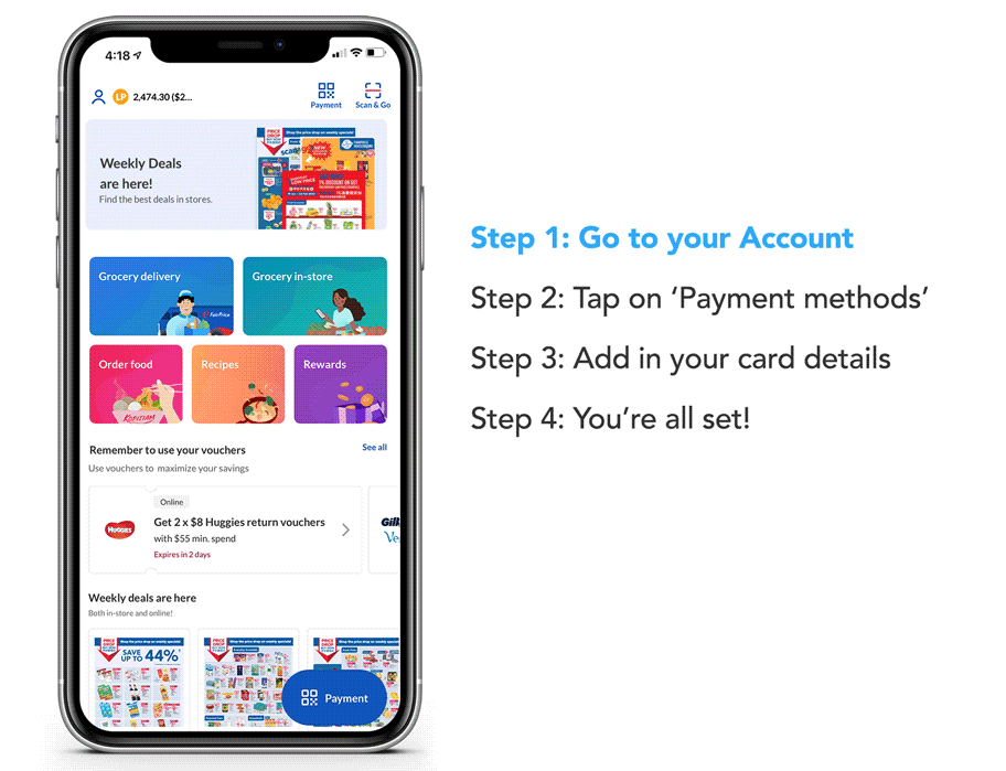 How to add payment card on the FairPrice Group app