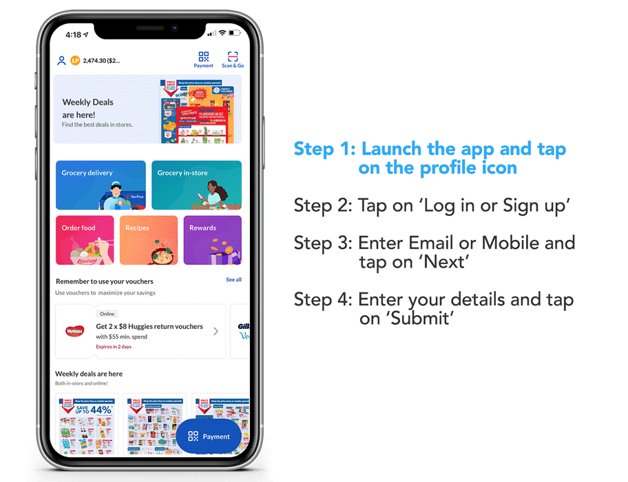How to sign up for an account on FairPrice Group app