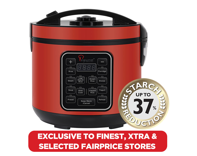 FairPrice Loyalty Programme with La Gourmet Flame Collection - Healthy Rice Cooker 1.5L