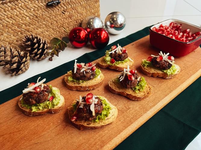Vegan Luncheon Meat and Mushroom Canapes