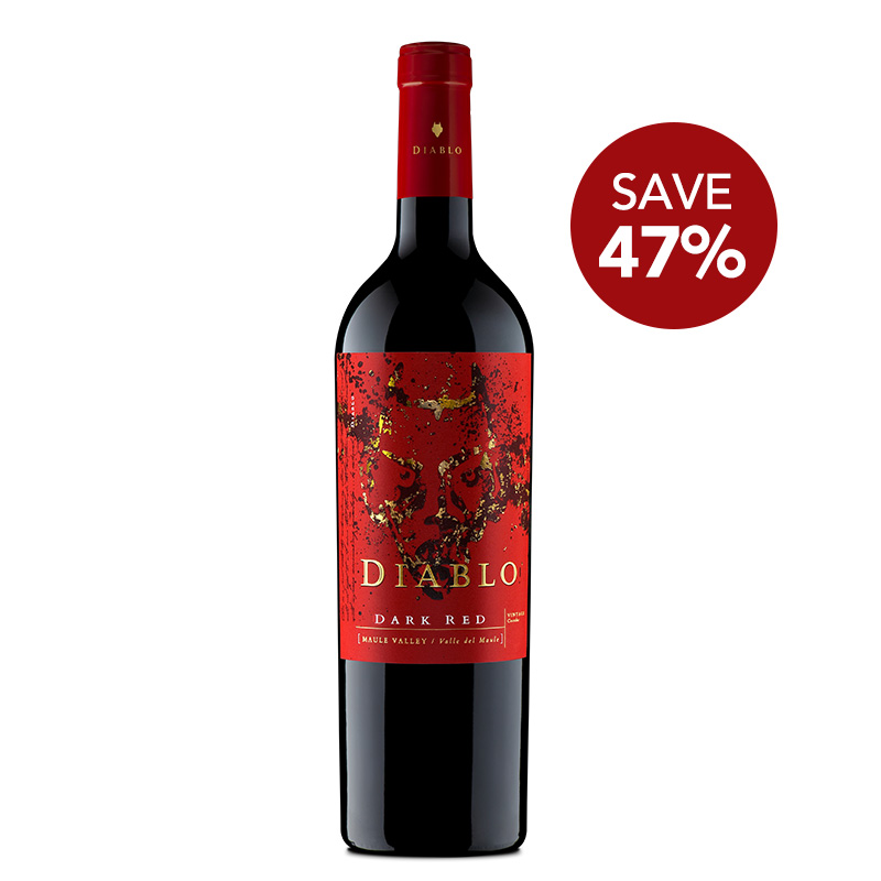 A bottle of Diablo Dark Red wine