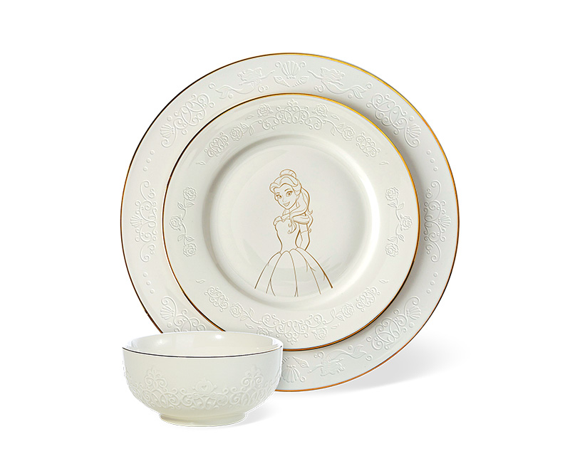 Disney Princess Enchanted Living Collection - Gold Rim Ceramic Tableware Set - FairPrice Loyalty Programme