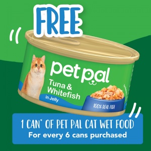 Redeem a FREE can of Pet Pal cat wet food for every 6 cans purchased!
